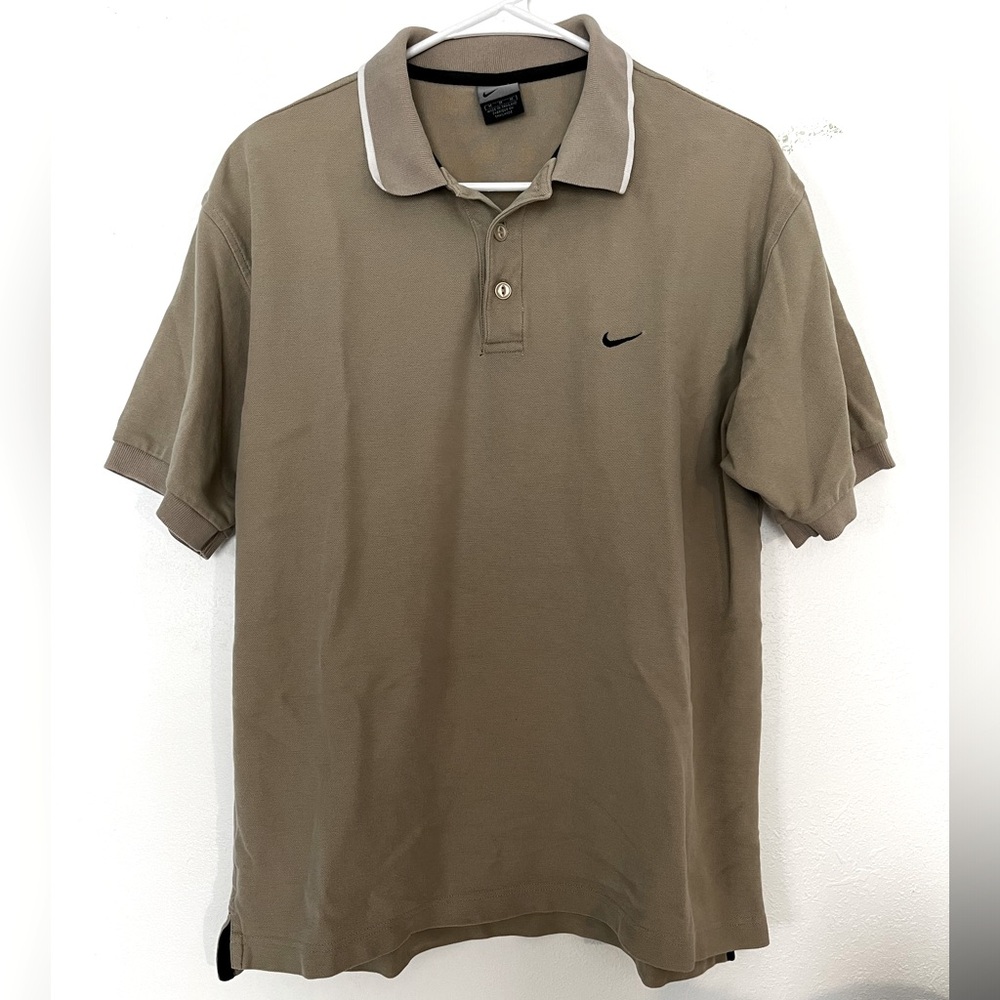 Vintage Tan White and Black Nike Polo Size M